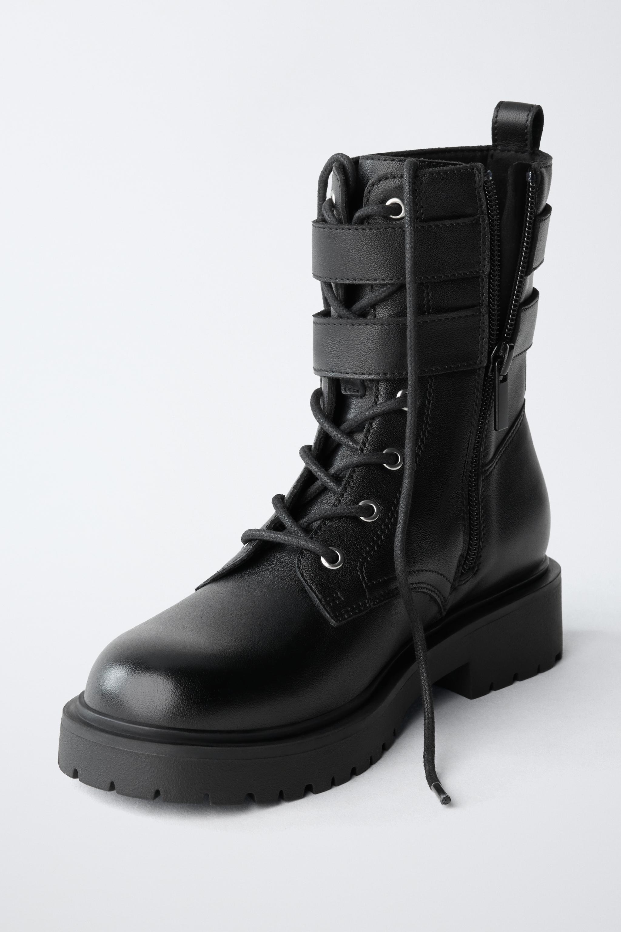 BOTTES EN CUIR À DOUBLE BOUCLE